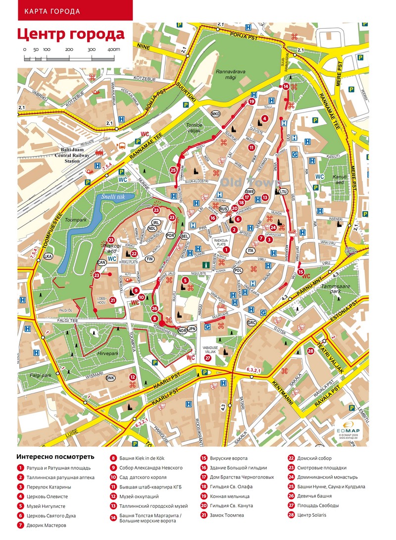 Карта Таллина с достопримечательностями